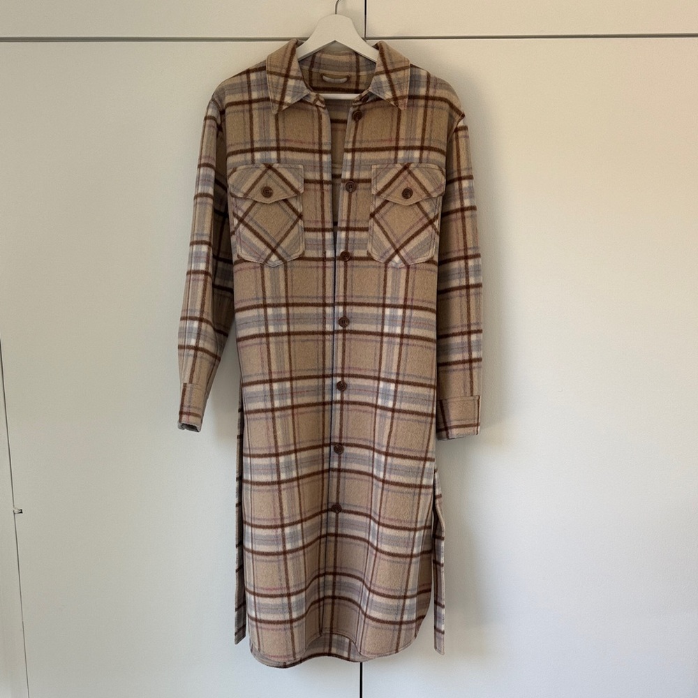 Wool plaid coat - Brown